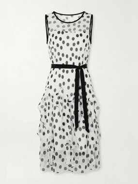 Robbie Bee Black and White Polka Dot Sleeveless Midi Dress